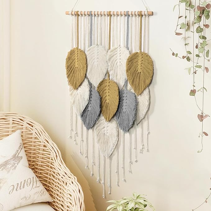 LOMOHOO Macrame Wall Hanging,Boho Home Decor,Bohemian Woven Decoration for Bedroom Living Room Apartment Dorm Gallery Perfect Handmade Gift Ideas 16.5" W x 30.7" L