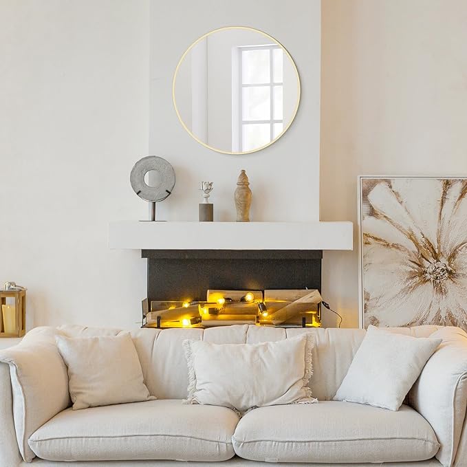 WallBeyond 20 inch Round Mirror Gold Circle Wall Mirror for Bathroom with Metal Framed, Round Wall Mirror for Wall Decor, Vanity, Entryway Living Room