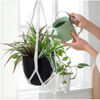 Macrame Plant Hanger Boho Hanging Planters Basket Rope for Indoor Plants Decorative Braided Cotton Rope Flower Pot Holder with Metal Hook Rings for Outdoor Home Decor, Ivory, 22 in