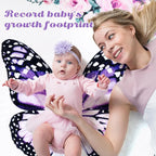 Chumia 6 Pcs Baby Monthly Milestone Blanket for Girl 60" x 40" Butterfly Milestone Blanket Age Photo Photography Backdrop with Newborn Calendar Growth Chart Bib Headband(Purple,Butterfly Pattern)