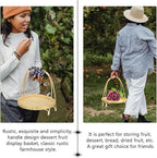 PRETYZOOM 3pcs Bamboo Food Serving Tray with Handle: 7.5 x 7.5 x 8.6 Inch Shallow Bamboo Basket Fruit Snack Food Storage Woven Basket Display Rack