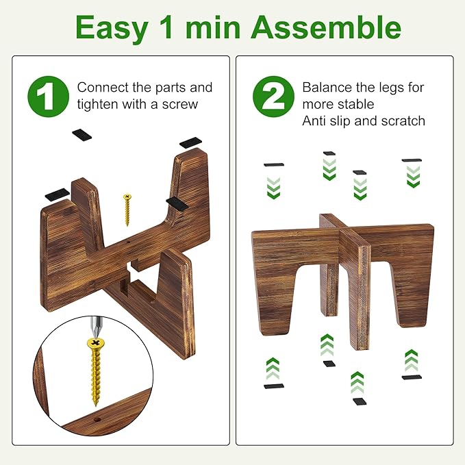 Plant Stand Indoor Outdoor, Plant Holder Sturdy Single Flower Pot Stand Planter Stand Stool Display Decorative for Desktop Counter Room (Brown 2 pack)