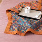 100% Cotton Muslin Blanket Jacquard Bohomian Mandala Floral Print Quilt, Soft Bed Cover 3 Layers Reversible Bedspread Coverlet Breathable Lightweight Bedding King(98"x94"), No Pillow Sham