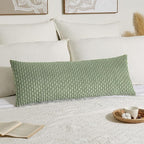 Kevin Textile Spring 20x54 Inch Long Body Lumbar 1 Pack Boho Decorative Throw Pillow Cover Soft Striped Corduroy Rectangle Cushion Case Farmhouse Accent for Living Room Couch Sofa Bed, Sage Green