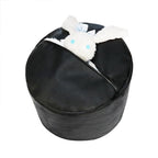 Thgonwid Unstuffed Faux Leather Pouf Cover, Handmade Footstool Ottoman Storage Solution, Floor Footrest Cushion - 16.5" Dx12 H, Pure Black