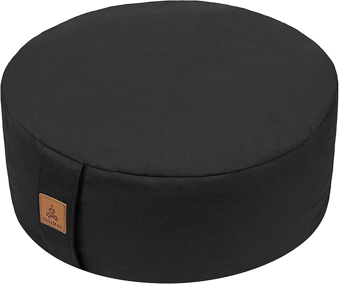 Zafu Buckwheat Meditation Cushion,D=13"/16" H=5.5",Round Zabuton Meditation Pillow,Yoga Bolster Kneeling Pillow Premium Yoga Pillow for Sitting on Floor Zippered Cotton Cover