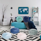 Yerliker 6 Pcs Floor Pillow Cushions 15inch Round Velvet Throw Pillows Colorful Flexible Cushions Alternative Pillows for Couch Chair Living Room Bedroom Home Office Decor(Blue Color)