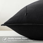 MIULEE Decorative Linen Euro Sham Pillow Covers 28x28 Inch Black Boho Farmhouse Neutral Couch Throw Pillows for Halloween Bed Pack of 2 Accent Modern Pillowcase Sofa Livingroom Home Decor
