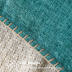 MIULEE Pack of 2 Couch Throw Pillow Covers 18x18 Inch Teal Farmhouse Decorative Pillow Covers with Stitched Edge Soft Chenille Solid Dyed Spring Pillow Covers for Sofa Bed Living Room