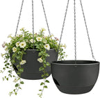 Set of 2-8 Inch Self Watering Hanging Planters for Indoor Outdoor，Hanging Plant Pots with Drainage & Removable Tray, Hanging Pots Holder for Ivy, Pothos, Ferns, Balcony & Patio, Black