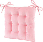 HLOVME Corduroy Chair Cushion with Ties Ultra Soft Warm Floor Cushion for Kids Reading Nook Comfortable Square Seat Cushion for Adult 15.7”x15.7”, Pink