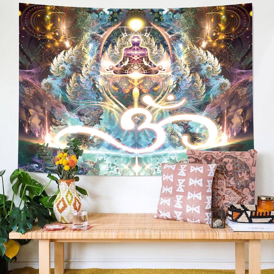 Nebula Starry Sky Tapestry Large Wall Hanging for Bedroom Living Room Space Decor Art for Home - color: Meditation, size: 59.1"L x 51.2"W
