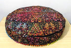 ICC Large Hippie Mandala Round Floor Pillow Cover Ottoman Pouf Cover Daybed Oversized Cotton Cushion Cover with Heavy Duty Zipper Seating Ottoman Poufs Dog-Pets Bed (Multi Star, 35" Round)