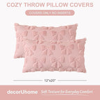decorUhome Pink Bow Pillow Covers Set of 2 Coquette Aesthetic Cute Preppy Plush Faux Pillowcases for Girly Bedroom or Couch 12x20 Inch