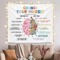 Change Your Mindset Wall Tapestry, Motivational Wall Hanging Decor , Mental Health Positive Reminder Banner for Teen Bedroom Living Room Dorm,Mental Health Office Decor,Growth Mindset Poster 59x51 Inch(Colorful-Change01)