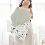 Whimsical Animals Baby Blankets for Girl Boy Cute Animals Spring Soft Mink Dotted Backing Double Layer Swaddle Blanket Bear Deer Bunny Rainbow Greenery Bed Throw for Infant Toddler Nursery 30x40