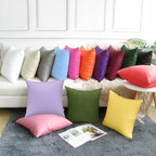 Thmyo 4-Pack 100% Cotton Comfortable Solid Decorative Throw Pillow Case Square Cushion Cover Pillowcase Sublimation Blank Pillow Covers DIY Throw Pillowcase(16x16 inch/ 40x40cm,Olive Green)
