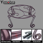 Yimobra Original Patented Plant Stand for Flower Pot Heavy Duty Potted Holder 10.2 x 4.7 Inches, Tall Indoor Outdoor Metal Rustproof Iron Garden Container Round Supports Rack for Planter Bronze/Brown