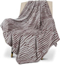 MACEVIA Flannel Fleece Throw Blanket, Zebra Print for Women, Brown and Grey Throw, Soft Animal Print Blankets Cozy for Bed Sofa Couch 260GSM, Suitable for All Seasons (Brown Zebra,50x60inches)