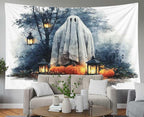 EMMTEEY Horror Tapestry Happy Halloween Ghost Pumpkins Ceiling Tapestry 92.5X70.9 Huge Wall Art for Bedroom Living Room Fall Backdrop