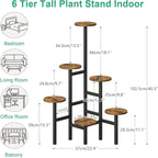 6 Tier Corner Plant Stand Indoor Outdoor, Tall Large Plant Shelf for Multiple Plants, Tiered Flower Pot Holder, Metal Display Plant Shelves for Living Room, Balcony, Patio, Garden(Rustic Brown)GPS514R