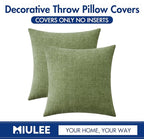 MIULEE Pack of 2 Couch Throw Pillow Covers 22x22 Inch Spring Soft Sage Green Chenille Pillow Covers for Sofa Living Room Solid Dyed Pillow Cases