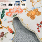 Washable 3x12 Hallway Runner Rug: Soft Floral Scalloped Runners for Entryway Kitchen Nursery Non Slip Bathroom Laundry Floor Mat Water Resistant Light Weight Carpet for Living Room Bedroom(3x12,Cream)
