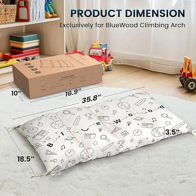 BlueWood Cushion for Climbing Arch, Montessori Philosophy Soft and Non-Slip Pillow for Kids, Pikler Cushion for Reading, Playing, Games, Parties (Stationery Pattern)