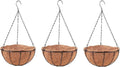 LaLaGreen Hanging Planters with Coco Liners (12 Inch, 3 Pack) Hanging Baskets for Plant Outdoor, Hanging Plant Pot Flower Metal Wire Round Holder Hanger Hook Chain Deck Porch Garden Balcony Boho Decor
