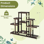 COSTWAY 6-Tier Multifunctional Wood Flower Stand, Shelf Holder for Multiple Plants, Freestanding Plant Rack for Garden, Patio, Balcony, Living Room, Indoor, Outdoor