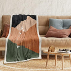 Boho Orange Mid Century Blankets Abstract Modern Throw Blanket Minimalist Sun Aesthetic Soft Warm Bed Bedding Women Blankets for Couch Bedroom Sofa Office Cozy Flannel Blankets 70"X80"