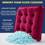 Floor Pillow Set of 2, Memory Foam Meditation Cushion, Floor Cushions for Adults Sitting, Large Square Seat Cushions for Yoga, Living Room, 20x20 Inch (Burgundy)