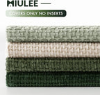 MIULEE Pack of 4 Couch Throw Pillow Covers 20x20 Inch Neutral Green Soft Decorative Chenille Pillow Covers Farmhouse Accent Cushion Covers for Boho Spring Home Decor Sofa Bedroom Living Room