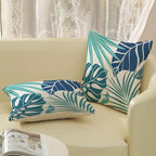 Tropical Pillow Covers 24x24 Set of 2 Navy Blue Aqua Teal Monstera Palm Leaf Pillowcase Tropical Summer Outdoor Decorations Throw Pillows Linen Decor Botanical Plant Cushion Case for Home Bed
