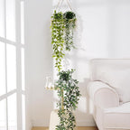 BLEUM CADE Fake Hanging Plants Mixed Set, 4pcs Artificial Hanging Plant, Faux Hanging Potted Plants Greenery for Wall Shelf Home Living Room Indoor Outdoor Decor