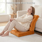 Floor Pillow for Sitting, Large Velvet Floor Seating Cushion for Adults, Tufted Big Pillow for Meditation, Yoga & Living Room, Machine Washable, 22x22 Inch, Orange