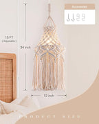 Boho Plug in Pendant Light Macrame Lamp Shade, Hanging Lamp with Plug in Cord,On/Off Switch,Bohemian Hanging Light Fixtures That Plug Into Wall Outlet for Bedroom Decor Living Room