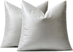 MIULEE Velvet Throw Pillow Covers 18x18 Inch, Pack of 2 - Sliver Gray, Super Soft Decorative Square Cushion Cases Modern Luxury Home Decor for Sofa, Couch, Bed, Chair with Invisible Zipper