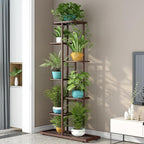 LINZINAR Plant Stand Metal 7 Tier 8 Potted Multiple Flower Pot Holder Shelf Indoor Outdoor Planter Display Shelving Unit for Patio Garden Corner Balcony Living Room, Bronze