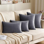 MIULEE Dark Grey Velvet Throw Pillow Covers 18x18 Soft Decorative Solid Square Cushion Cases Pack of 2 Modern Luxury Home Decor for Couch, Sofa, Bedroom