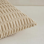 Fancy Homi 4 Packs Tan Decorative Throw Pillow Covers 16x16 Inch for Living Room Couch Bed Sofa, Beige Rustic Farmhouse Boho Home Decor, Soft Plush Striped Corduroy Square Cushion Case 40x40 cm