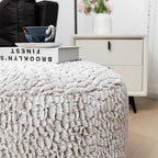 Asuprui Pouf Ottoman Unstuffed Ottoman Foot Rest No Filler Soft Fur Foot Stool 20x20x12 Inches Fuzzy Chair Floor Pouf Chair with Storage for Living Room Bedroom Snow Coffee