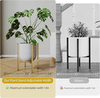 Plant Stand Indoor for 2 Height Options ,Mid Century Modern Outdoor Planter Holder,Corner plant stand Capacity of 160LB for 8 to 14 Inch Pots Golden with Round Plate 2 Pack