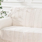BATTILO HOME Cream Throw Blanket for Couch, Bedroom Decor Boho Throw Blanket, Decorative White Blanket Throw for Sofa Living Room, 50"x60"