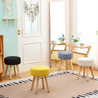 Wimarsbon Pouf Ottoman, 100% Cotton Knitted Boho Footstool, Round Footrest with Non-Skid Wood Legs, Home Décor Handmade Pouffe, Leisure Floor Step Stool for Living Room (Long Leg - Yellow)