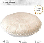 Mandala Life ART Bohemian Floor Cushion Cover –24 inches - Room Décor Decorative Round Pillow Case for Meditation, Yoga, and Boho Chic- Seating Area