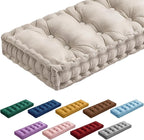 Bench Cushions for Indoor Furniture 42x16 in Velvet Kitchen Dining Piano Window Seat Cushion, Tufted Patio Porch Swing Thicken Bench Pad Memory Foam(Ivory White)