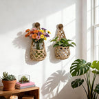 Macrame Plant Hanger Set of 3, Boho Wall Hanging Planter for 4-6 Inch Pots - Handwoven Cotton Rope Wall Decor with S-Hooks for Indoor Plants in Living Room, Bedroom & Office