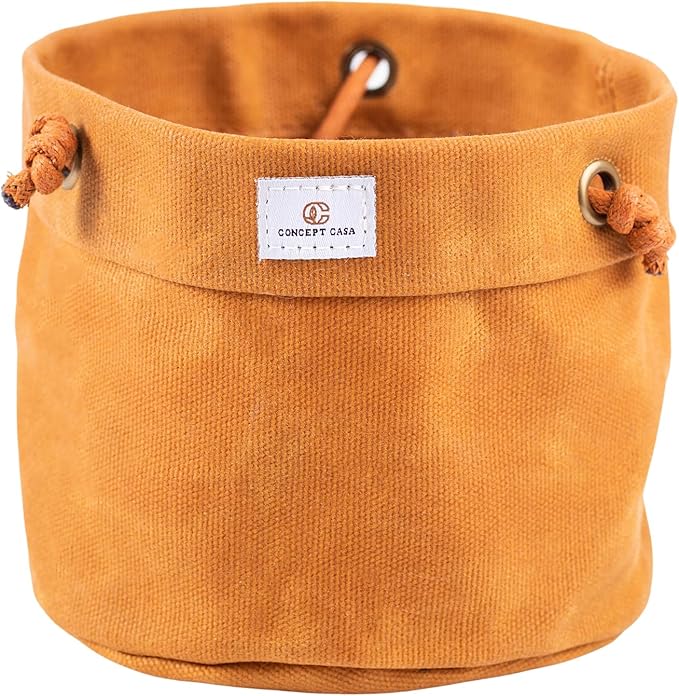 Waxed Canvas Handmade Hanging Planter for Indoor/Outdoor Plants, Hanging Basket Plant Holder Dijon Yellow with Hook