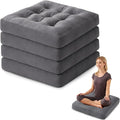 Meditation Floor Pillow Set of 4, Square Large Pillows Seating for Adults, Meditation Cushion Pillow,Tufted Corduroy Cushion for Tatami Living Room or Yoga, Dark Gray, 22x22 Inch